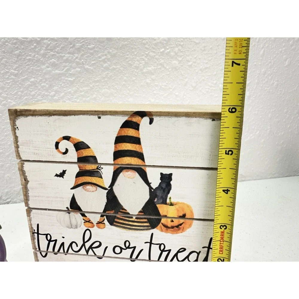 Halloween Gnome Decor Lot 6 Witch Gnomes Dangly Legs Pumpkins Skulls